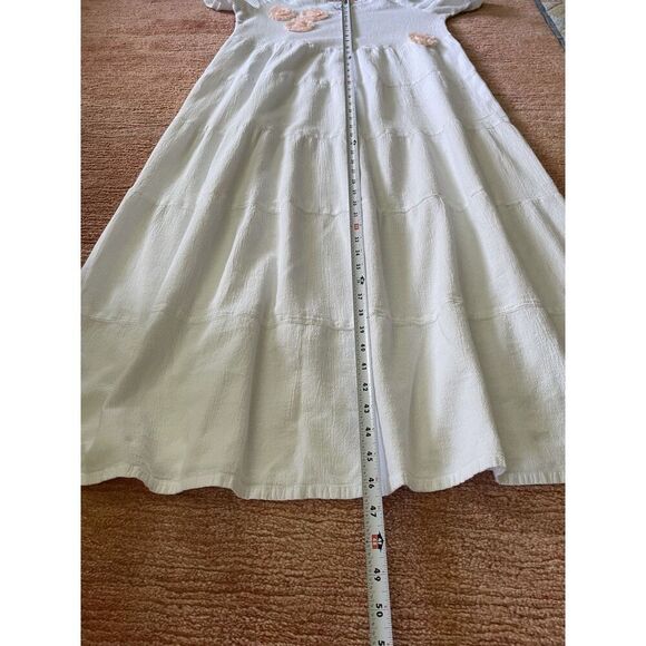 Dunes White Cold Shoulder Maxi Dress Peach Flower Appliqué Lined Size M - Picture 4 of 8